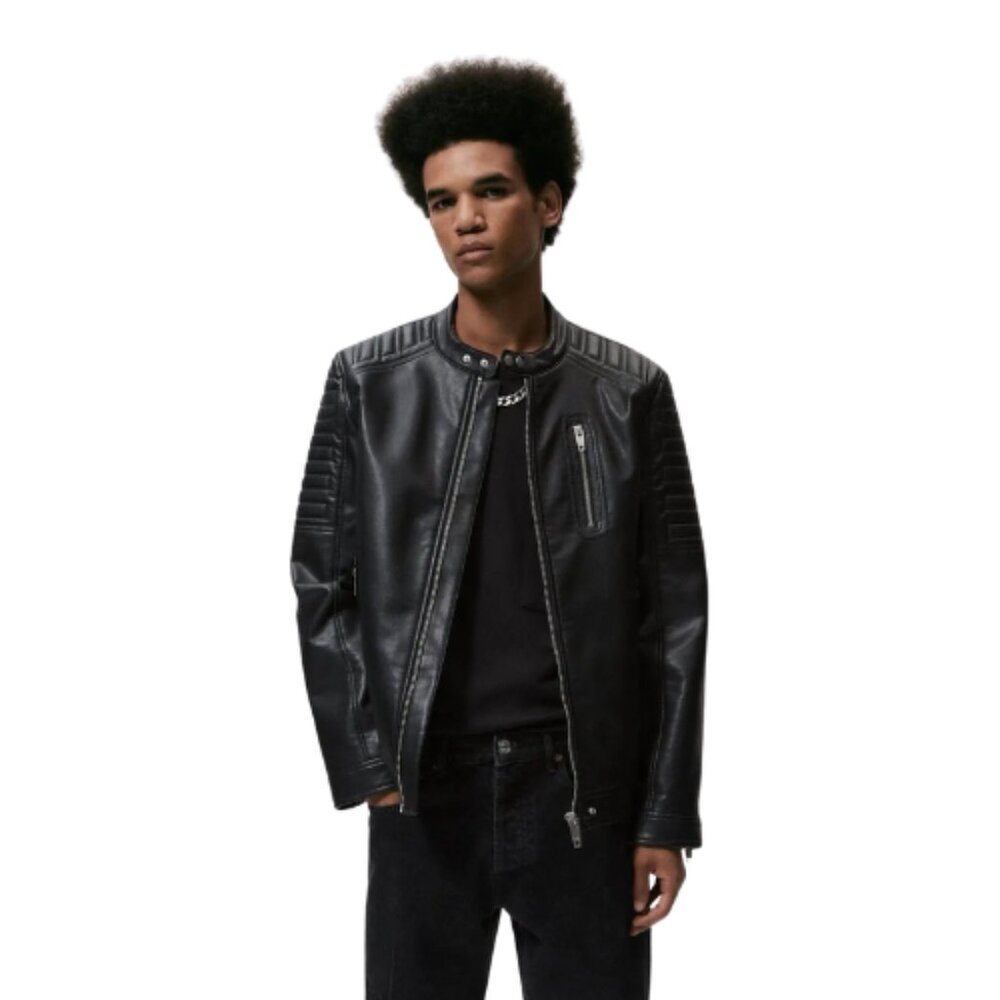 Zara Black Faux Leather Biker Jacket